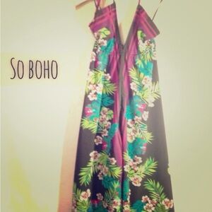 Old Navy Floral High Low Dress - Black and Green